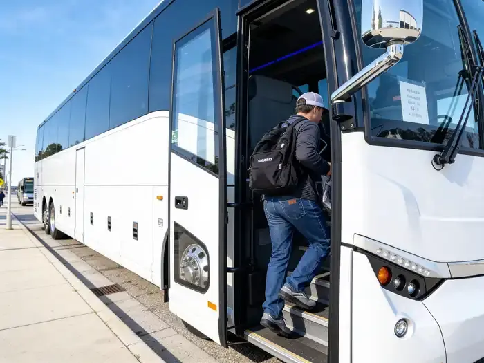 passenger boarding our charter bus